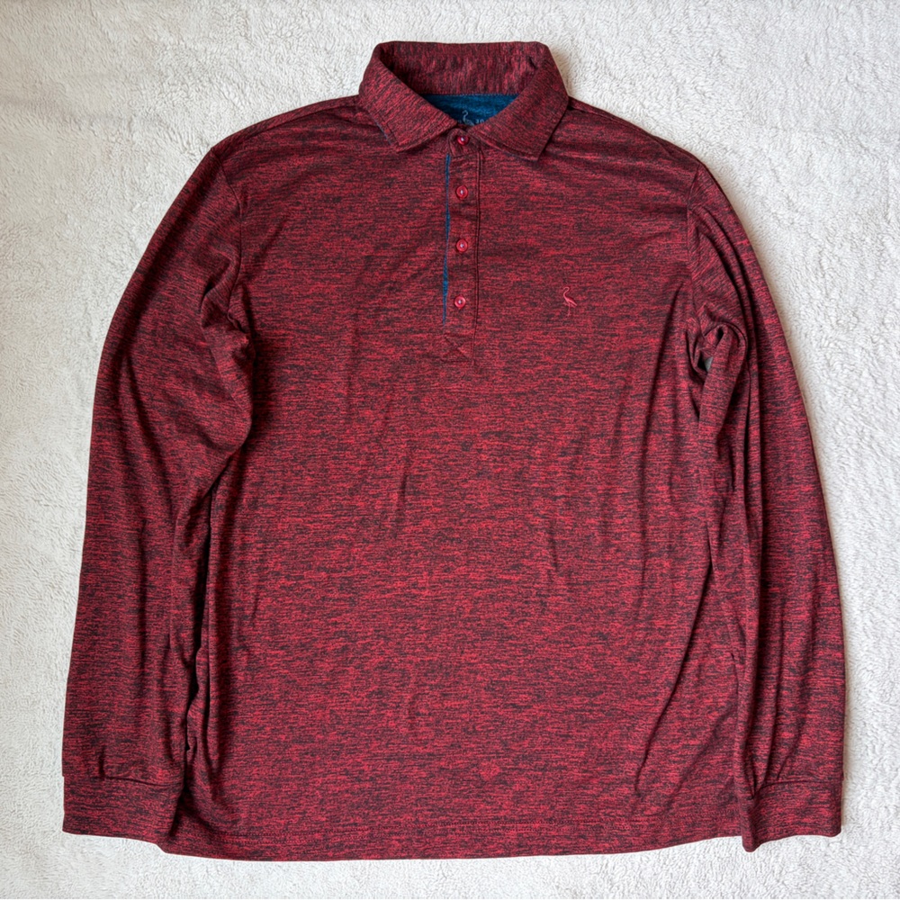 Tailorbyrd Red Heathered Performance Long Sleeve Polo Shirt Men Size Medium